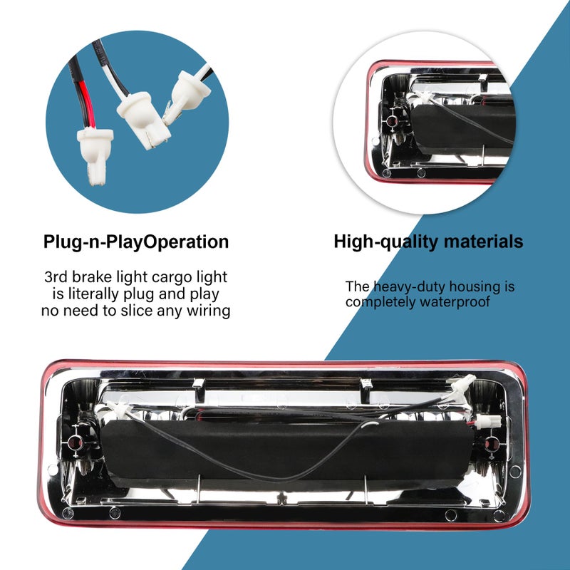 Bomusou LED 3rd Brake Light Assembly High Mount Brake Light Cargo Lamp Fit for Ford F150 (2004-2008), for Ford Explorer Sport Trac (2007-2010), for Lincoln Mark LT (2006-2008) (Red Lens) - Image 4